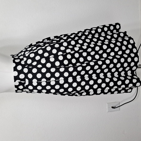 Black & White Retro Polka Dot Pleated Pin Up Style A-Line Skirt Pockets Size M - Picture 4 of 12